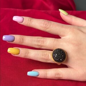 〰️ Black and Gold Statement Ring 〰️